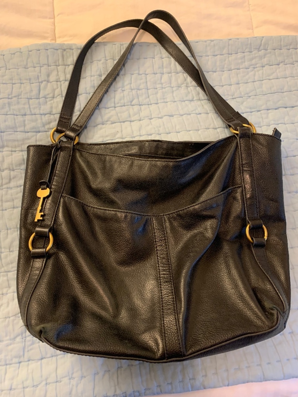 Fossil black leather handbag